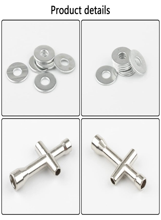 Rchobbytop 20 Pairs M4 Lock Nuts Serrated Flange Nylon Insert and M4 Flat Washers Cross Socket Wrench for 1/10 Traxxas Axial HPI Redcat HSP Model RC Vehicles Wheel, Silver - Image 5